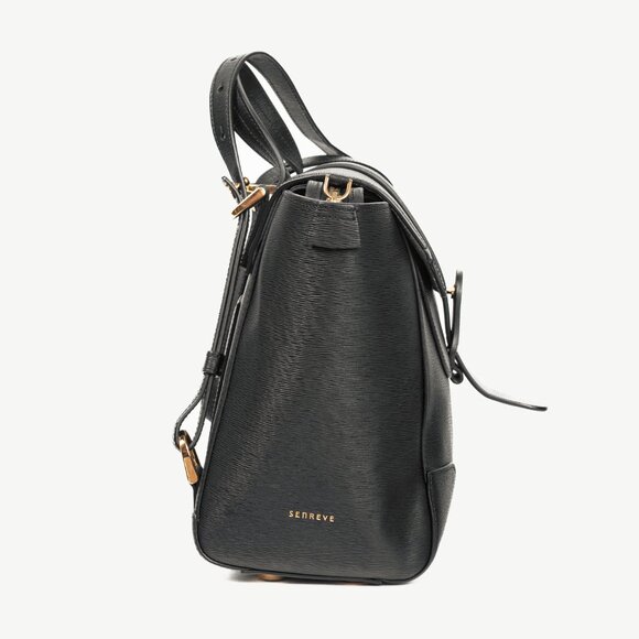 Senreve Midi Maestra Black Textured-Leather Backpack - Picture 3 of 16